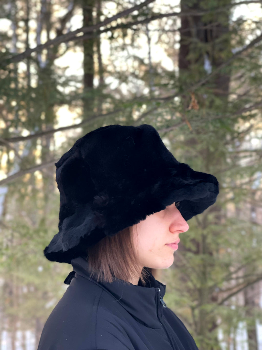 Bucket Hat - Vison rasé noir
